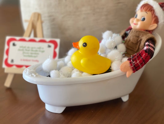 Elf Sized Bathtub, Rubber Duck and Elf Props